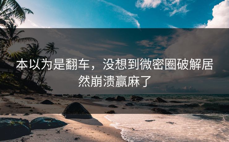 本以为是翻车，没想到微密圈破解居然崩溃赢麻了