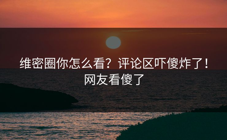 维密圈你怎么看？评论区吓傻炸了！网友看傻了