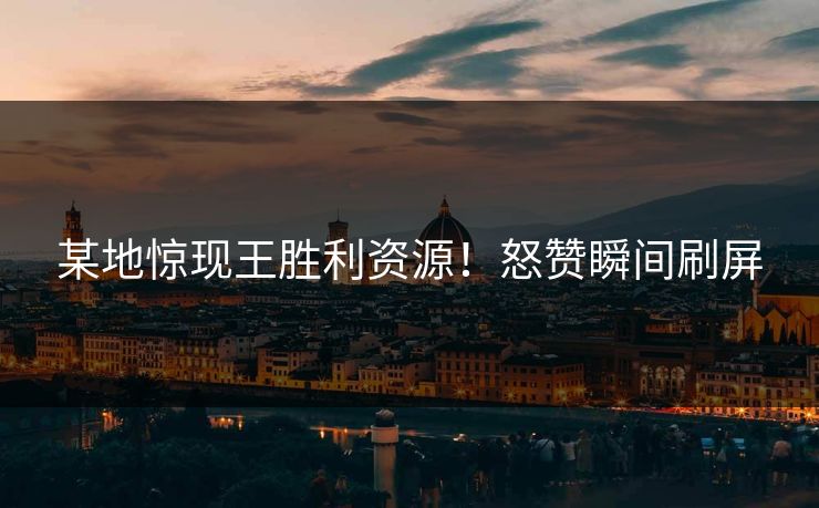 某地惊现王胜利资源！怒赞瞬间刷屏