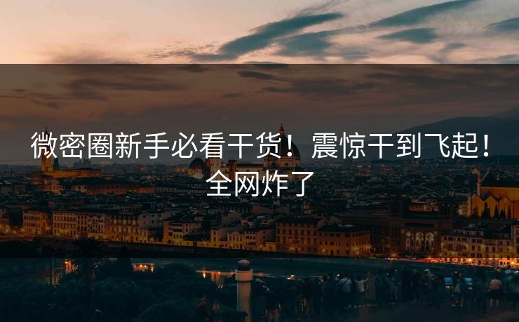 微密圈新手必看干货！震惊干到飞起！全网炸了
