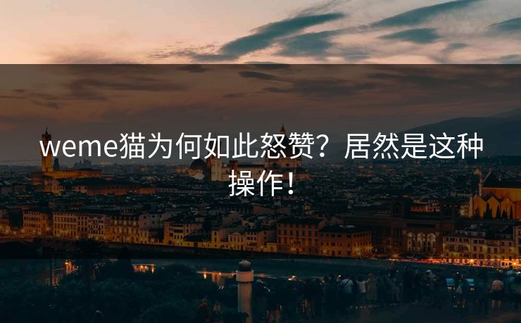 weme猫为何如此怒赞？居然是这种操作！