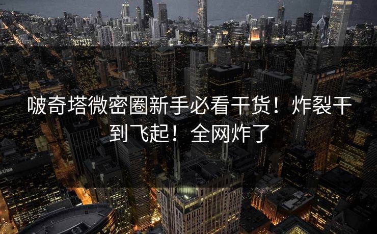 啵奇塔微密圈新手必看干货！炸裂干到飞起！全网炸了