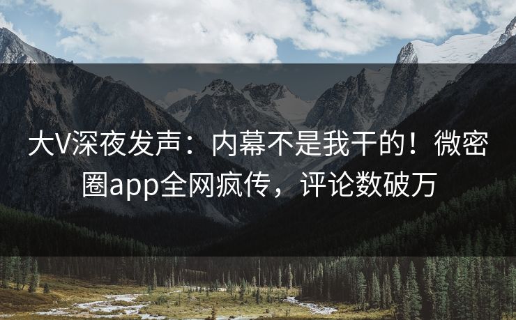 大V深夜发声：内幕不是我干的！微密圈app全网疯传，评论数破万