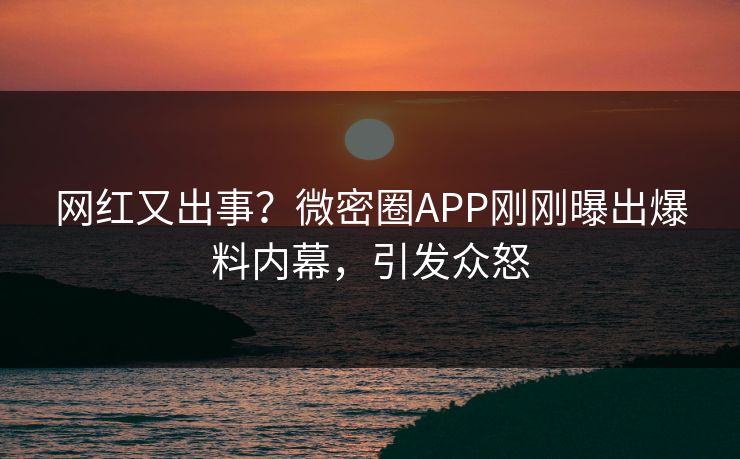 网红又出事？微密圈APP刚刚曝出爆料内幕，引发众怒