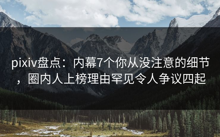 pixiv盘点：内幕7个你从没注意的细节，圈内人上榜理由罕见令人争议四起