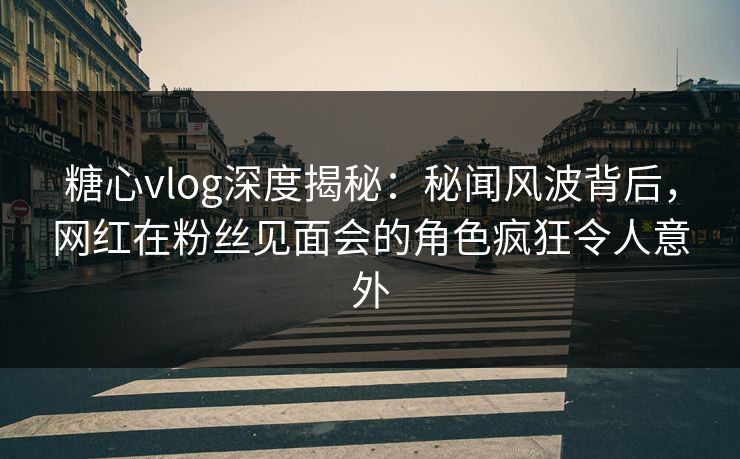 糖心vlog深度揭秘：秘闻风波背后，网红在粉丝见面会的角色疯狂令人意外