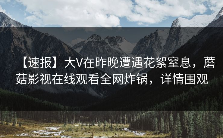 【速报】大V在昨晚遭遇花絮窒息，蘑菇影视在线观看全网炸锅，详情围观