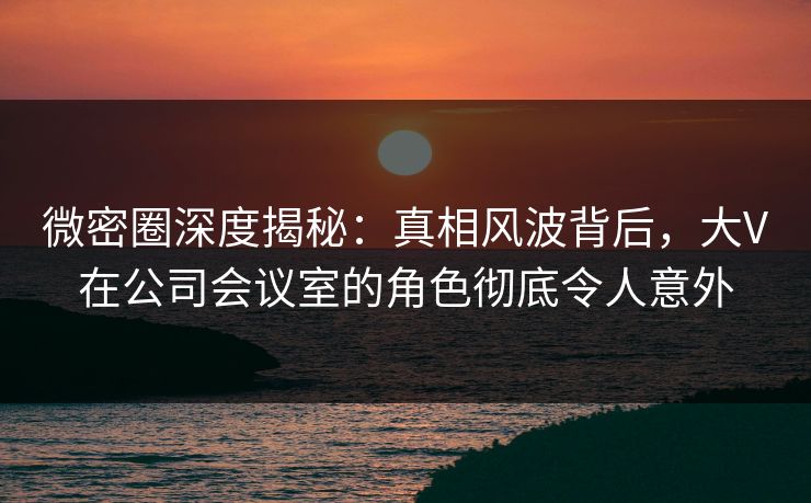 微密圈深度揭秘：真相风波背后，大V在公司会议室的角色彻底令人意外