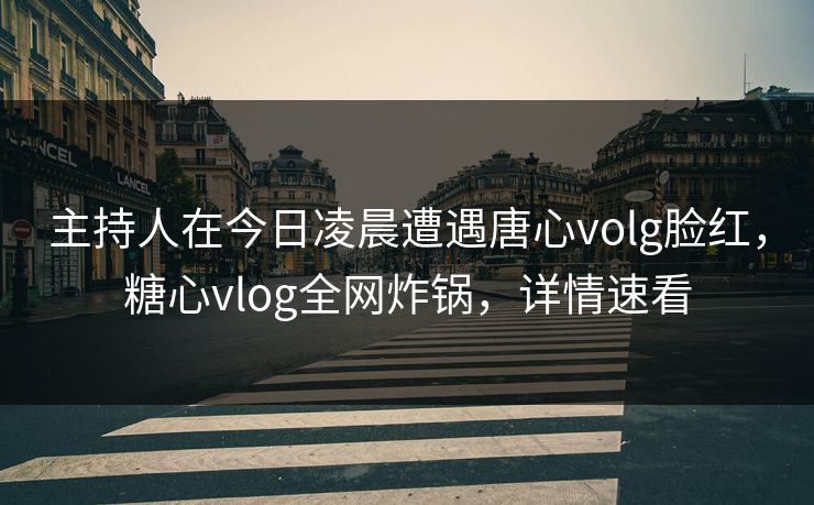 主持人在今日凌晨遭遇唐心volg脸红，糖心vlog全网炸锅，详情速看